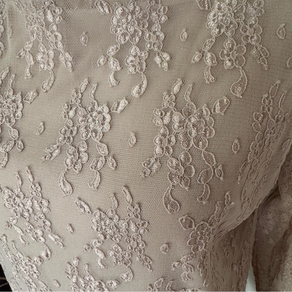 Jessica Holbrook Vintage Y2K Mesh Overlay Beige Long Sleeve Top Size Large - Picture 6 of 10